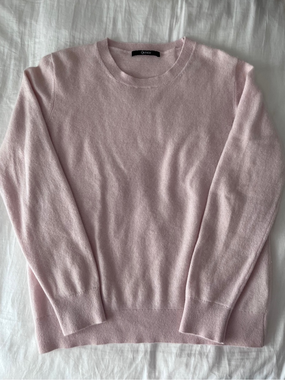 Quince Mongolian Cashmere Crewneck Sweater Ballerina Light Pink